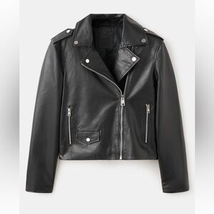 New mango 100% leather Classic Black Women's Jacket sz XL women’s